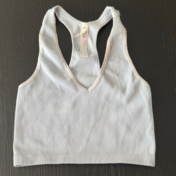 Light blue Ribbed Racerback Tank Top - Picture 1 of 5